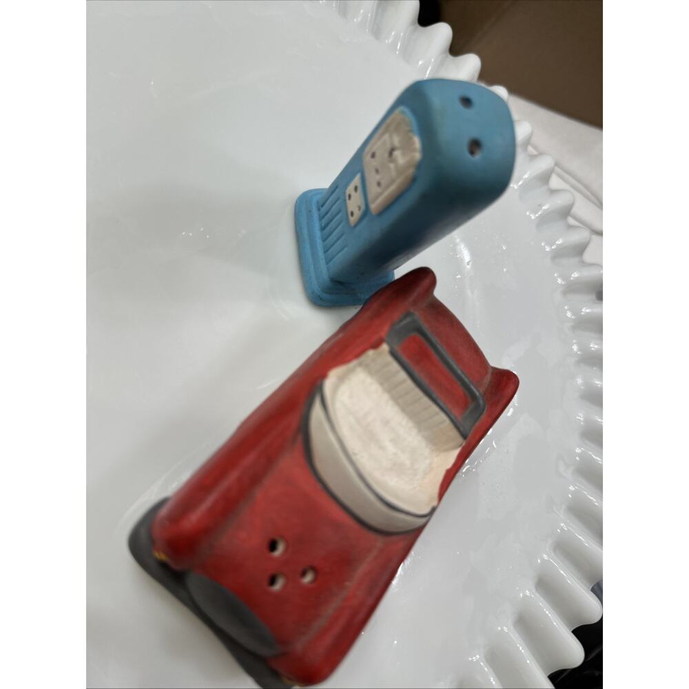 Red‎ Convertible, Car And Blue Gas Pump Salt Pepper Shakers